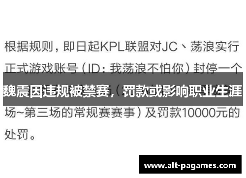 魏震因违规被禁赛，罚款或影响职业生涯